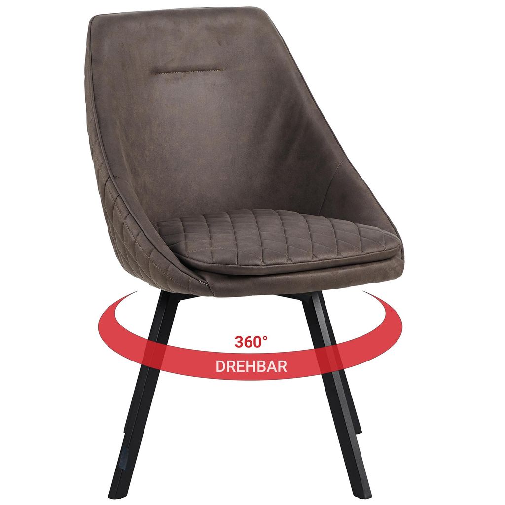 Essstuhl Drehstuhl Esszimmerstuhl Designstühle Kunstlederbezug in Antik Optik Küchenstuhl , Menge:1 St.;Farbe:Kaffeebraun