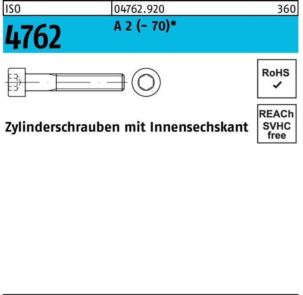 Reyher Zylinderschr. m.I.-6kt ISO 4762 A 2 M 10 x 170 A 2 (50 Stück)