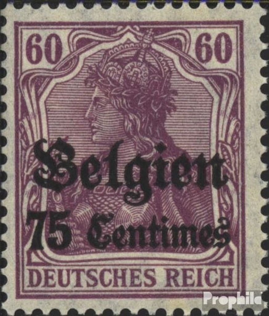 Briefmarken Dt. Landespost in Belgien 1914 Mi 6b Za, mit Zwischenraum 1,2mm postfrisch Germania