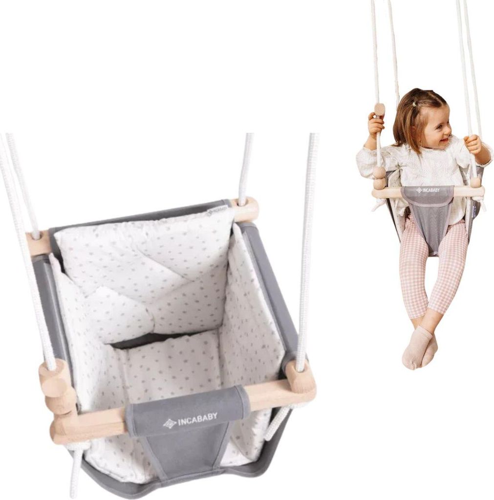 Babyschaukel Kinderschaukel mit Kissen Stoffschaukel | Junior Grey - stars