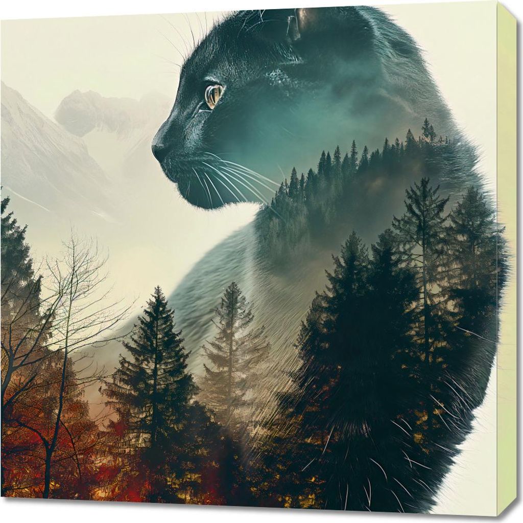 Bild 70x70cm Katzengeist des Waldes