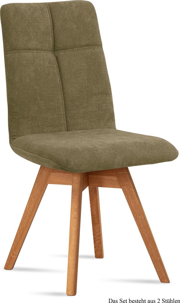 Esszimmerstuhl drehbar (2er-Set) Dorea 47x92x60 Eiche geölt/Olivgrün