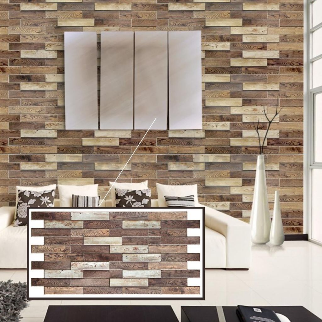 3D-Wandpaneele PVC | Holzoptik | Altes Parkett - 5 Platten - 2.5 m² | Für Wohnzimmer, Küche & Bad | Einfache DIY-Montage