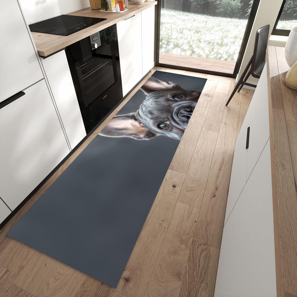 Küchenteppich 80x280cm rutschfest & abwischbar PVC Läufer - Lachender Hund