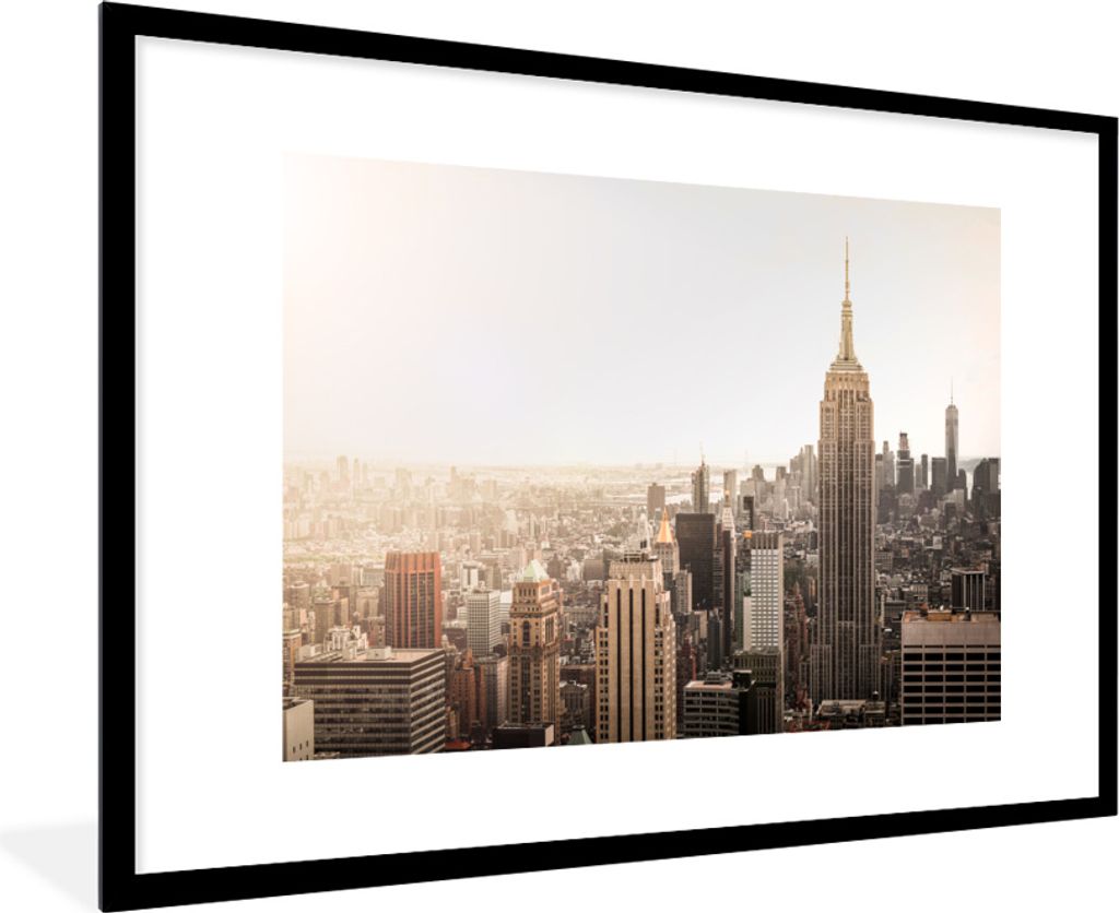 MuchoWow MuchoWow Gerahmtes Poster New York - Himmel - Licht 90x60 cm - Poster mit zchwarzem Bilderrahmen - Wanddekoration - Fotos
