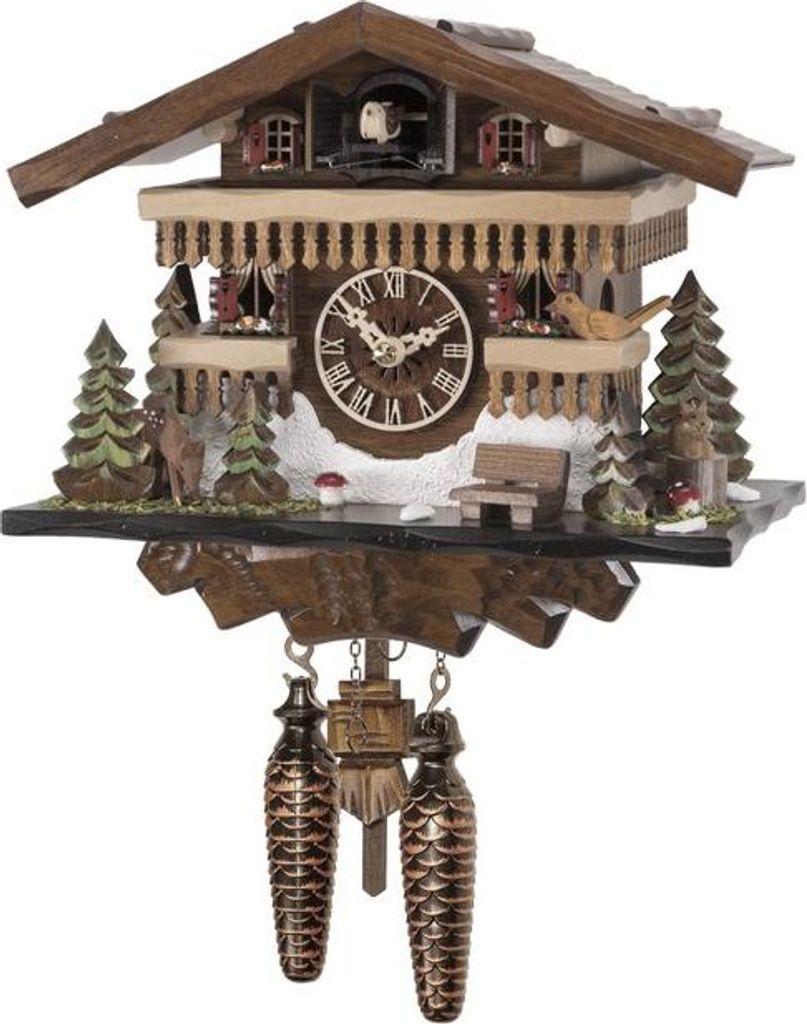 Engstler - 461_QM - Kuckucksuhr - Quarz - Walnussholz - mit Musik - 22 cm