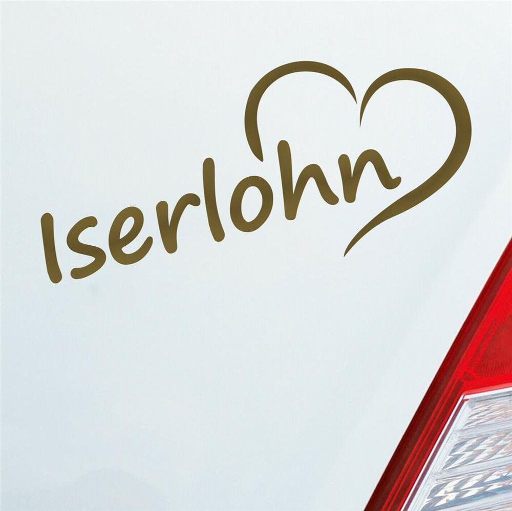 Auto Aufkleber Iserlohn Herz Stadt City Liebe Love Heimat 18x8 cm Gold Sticker Heckscheibenaufkleber