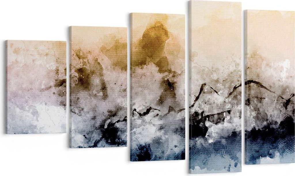 Bild auf Leinwand - Leinwandbild - 5 Teile - Abstraktion Wolken Berge - 100x60cm - Wand Bild - Wanddeko - Wandbilder - Leinwanddruck - Bilder - Wan...