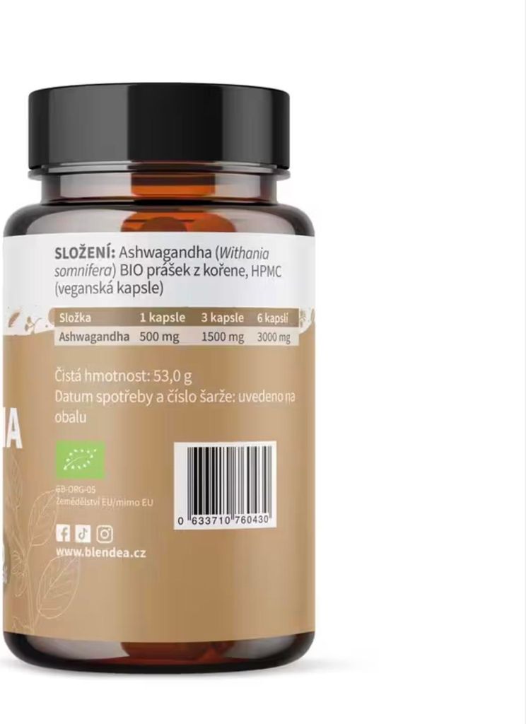 Blendea Ashwagandha Organic 90 kapsúl Obrázok produktu 