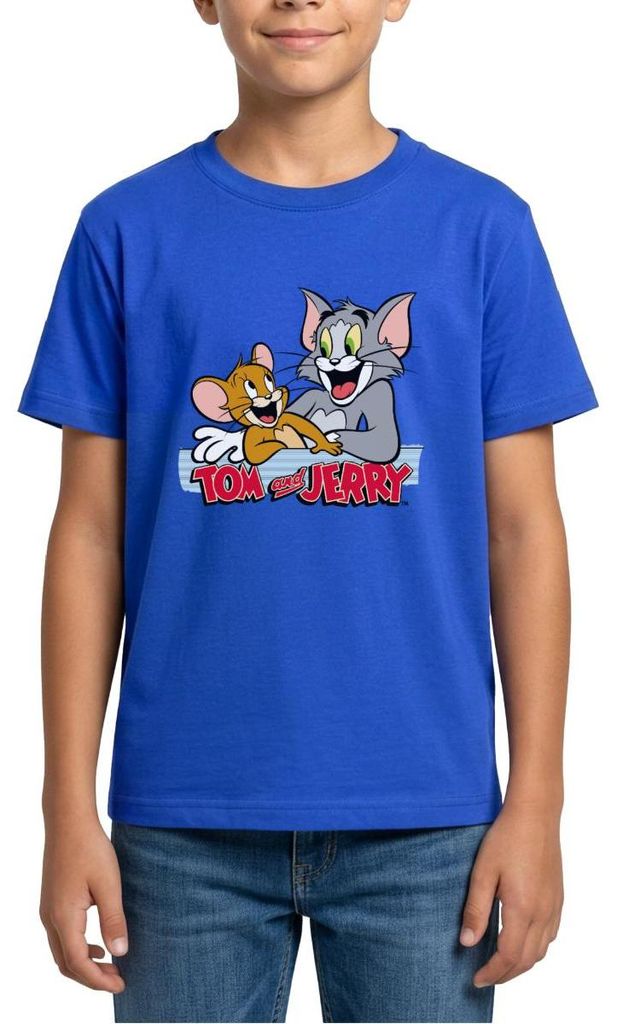 Spreadshirt Tom Und Jerry Fröhliche Freunde Teenager T-Shirt, 152/164 (12-14 Jahre), Royalblau