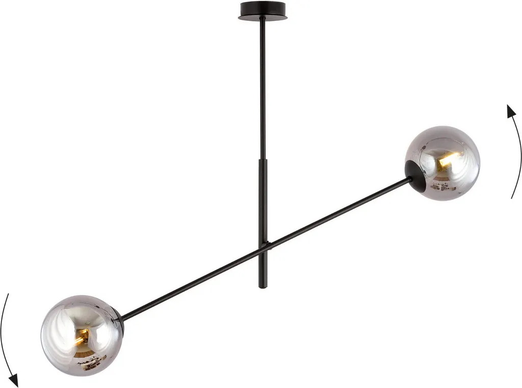 Suspension Double Métal Noir et Graphite 1167/2 Emibig Linear 2xE14 - 2