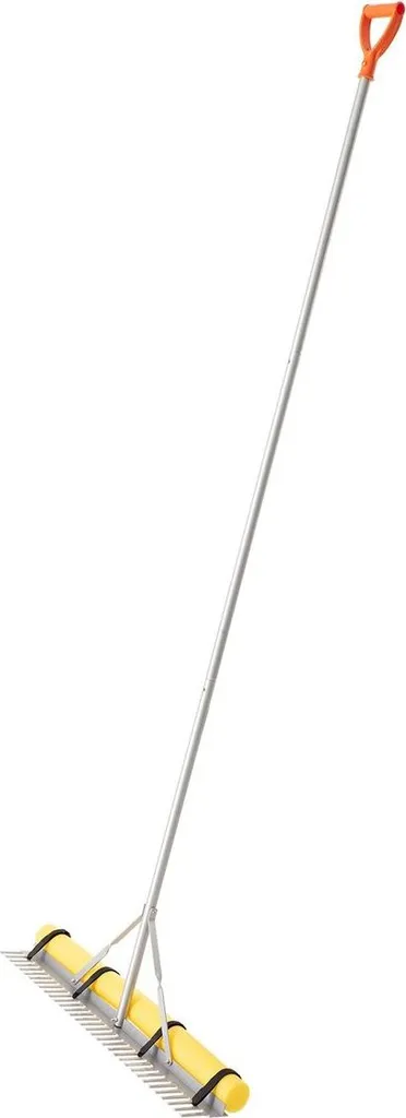 Rastrello da giardino, testa larga 914 mm, manico 3380 mm, grande rastrello da giardino in alluminio per impieghi gravosi, livella per asfalto per smuovere il terreno, giardino e cortile, cura della ghiaia del laghetto e del prato sulla spiaggia, corda da 15,8 m - 10