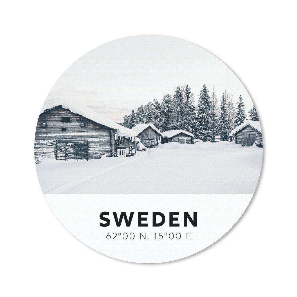 MuchoWow Mauspad Mousepad Schweden - Skandinavien - Schnee - Winter 20x20 cm - Mousepads - Maus Mat - Pad - Mausunterlage - Schreibtischmatte