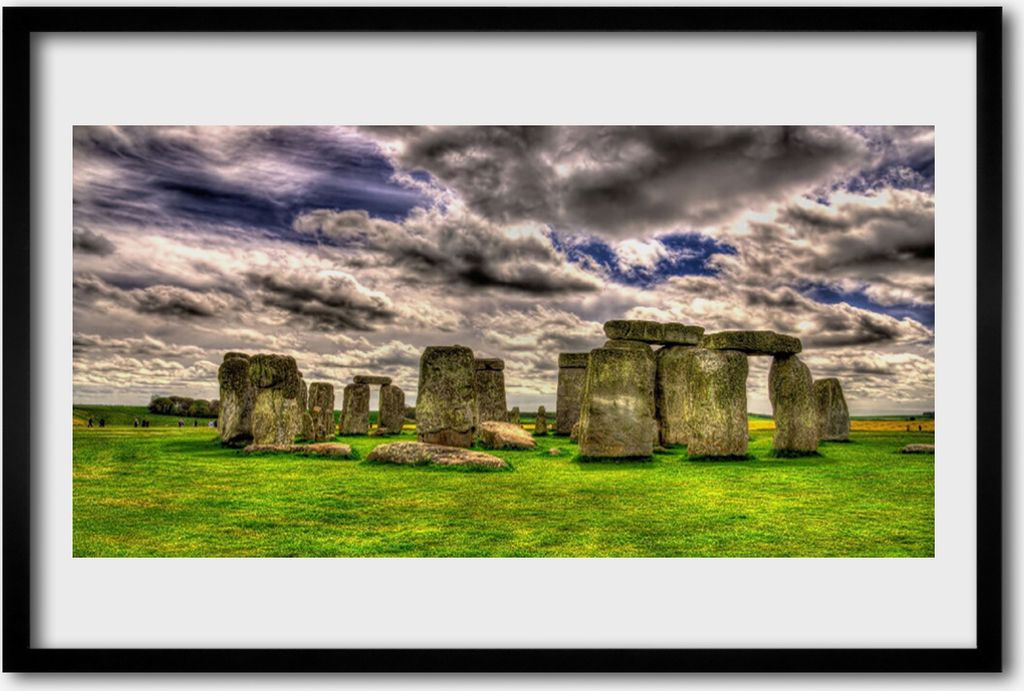 Bild 60x40 MDF-Rahmen Wandkunst Stonehenge Landschaft
