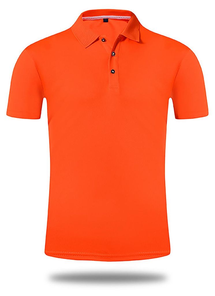Herren Kurzarmhemd, dehnbar, einfarbig, atmungsaktiv, feuchtigkeitsableitend, schmal geschnitten, schnelltrocknend, Orange, XXXXL