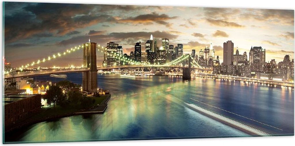Bilder auf glas - Amerika Architektur New York - 120x50cm - Glasbilder - Wandbilder - Kunstdruck - zum Aufhängen bereit - Wanddekoration aus Glas ...