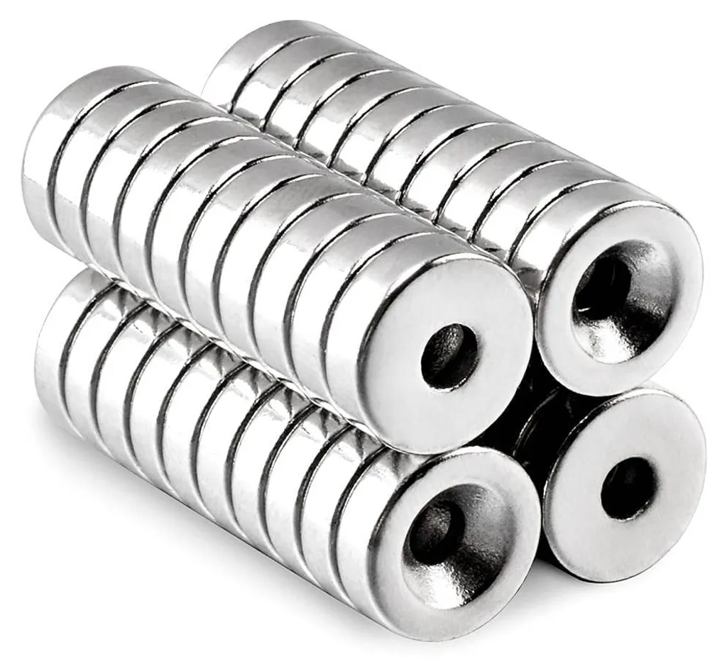 40 Aimants Néodyme Puissants 12x3 mm avec Trou M4 pour Fixation Vis