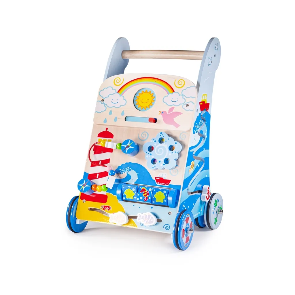 Bigjigs Baby Marcheur en Bois Actif Thème Mer pour Bébé Premier Pas