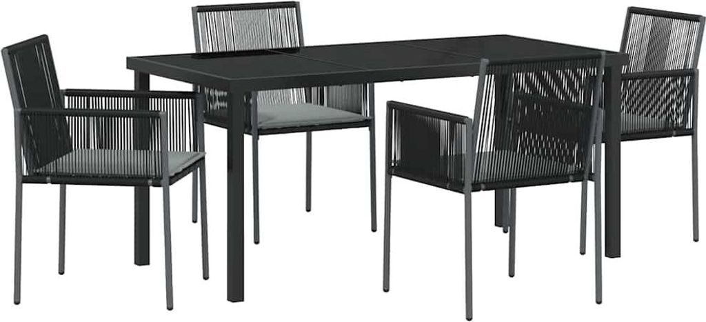 Garten Essgruppe 5 pcs Schwarz PE-Rattan