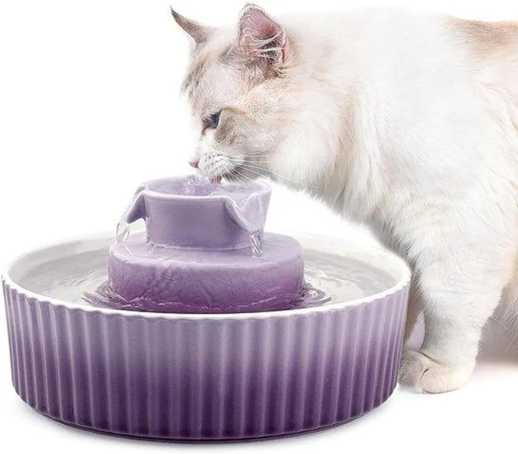 Fontaine à eau pour chat multi-filtre 2,1L en céramique, pack de 2 unités