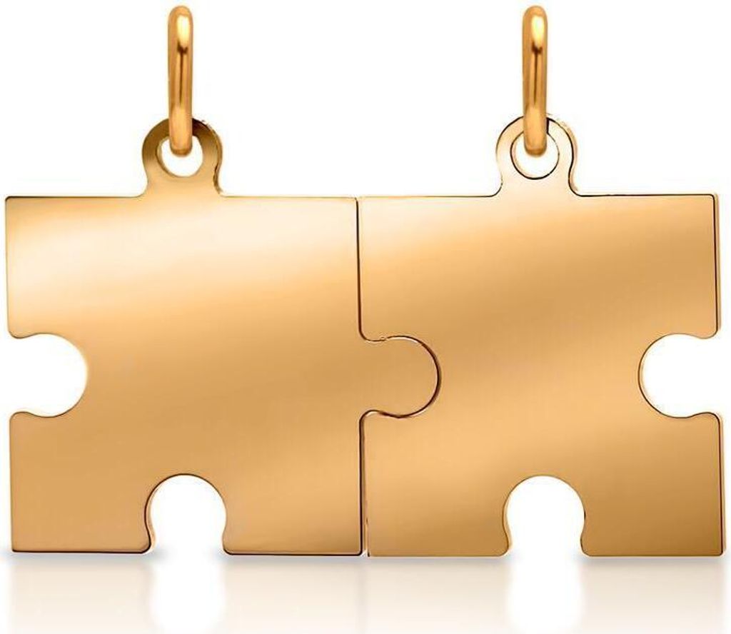 Partneranhänger aus 925er Sterling Silber, vergoldet, im Puzzleteile-Design, poliert
