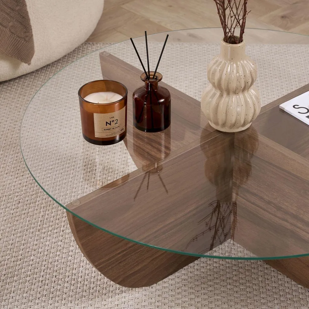 Table basse de salon en verre NINA 90 cm idéale pour vos réceptions