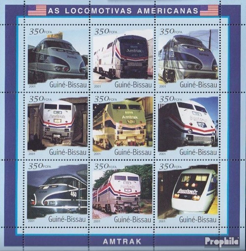 Briefmarken Guinea-Bissau 2001 Mi 1800-1808 Kleinbogen postfrisch Transport- und Verkehrsmittel