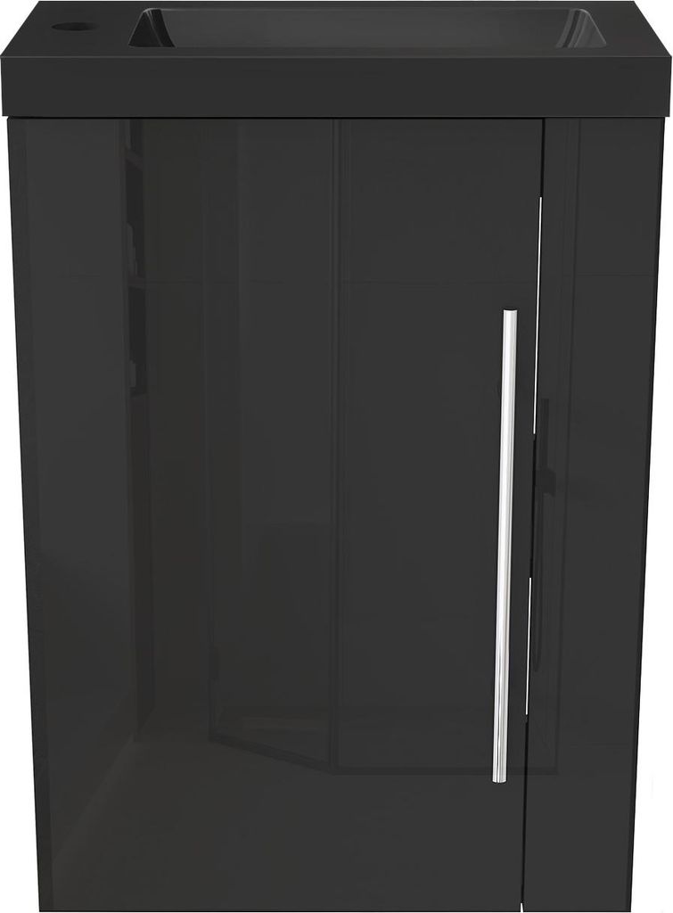 Badmöbel SILVIA 45 cm Schwarz Waschbecken mit Unterschrank Produktbild 
