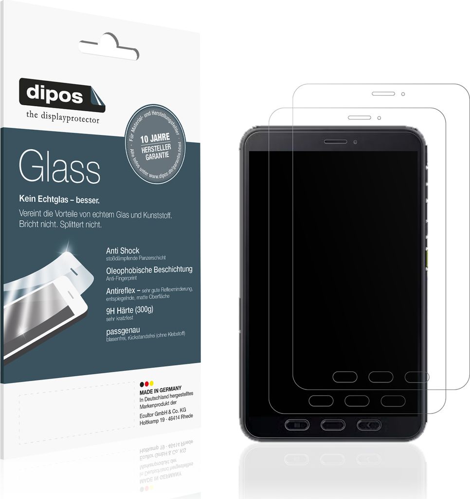 2x Schutzfolie für Samsung Galaxy Tab Active 5 Enterprise Edition matt - Anti-Shock 9H Folie dipos Glass Kunststoffglas