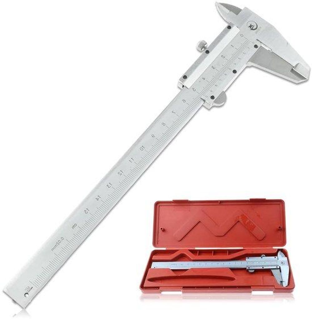 150 mm Roestvrij Stalen Analoge Schuifmaat 002 mm / 0001 Inch Nauwkeurigheid voor Industrie en Huishouden - Zilver, Spatwaterdicht, Met Borgschroef