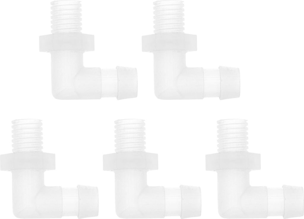 5 Stück Kunststoff-Schlauchstutzen 90° Winkel 25/64" Schlauchstutzen M12 männlich NPT Schlauchtülle Adapter Klar PP