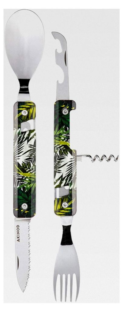 Multifunktionales Besteck Jungle - Edelstahl Faltbesteck - Magnetisches Besteck To Go - Klappbares Besteckset mit Korkenzieher, Dosen- und Flaschen...
