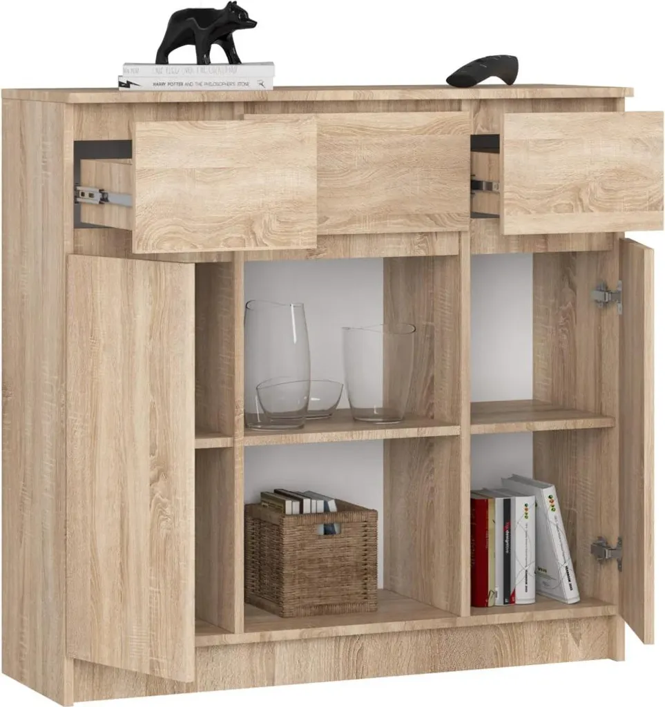 Buffet bas commode à tiroirs JUNIPER chêne sonoma pour chambre et salon - 2