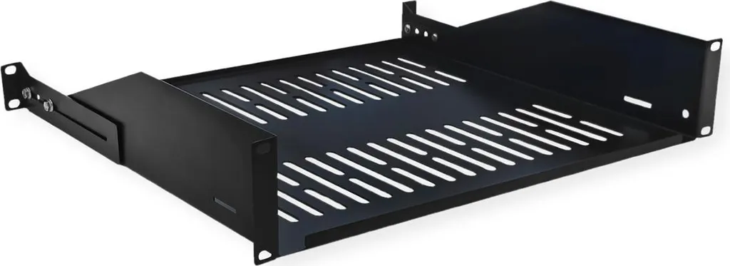 Robusta Mensola VALUE per Rack 19" 2U | 400mm Acciaio Nero 25kg
