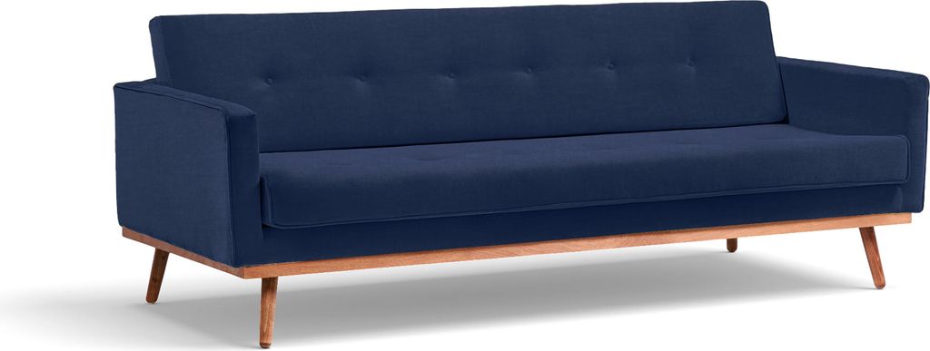 Klematisar Sofa mit Schlaffunktion 215cm, Dreisitzer auf Holzbeinen, Ausziehbare Couch fürs Wohnzimmer, Skandinavischer Stil