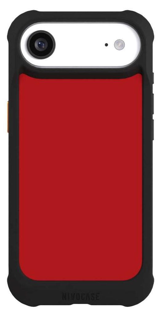NIVOCASE Hülle für Apple iPhone Air Stoßfeste Handyhülle NIVOmax Case Schwarz Farbe Rot einfarbig