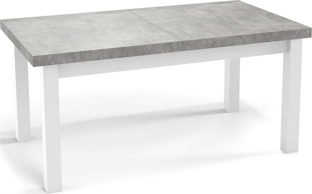Moderner Rechteckiger Ausziehbarer Esstisch - Platzsparend - Weißen Holzbeine - 170 bis 250 cm - Hergestellt in EU - 170 x 90 cm - Grau Beton