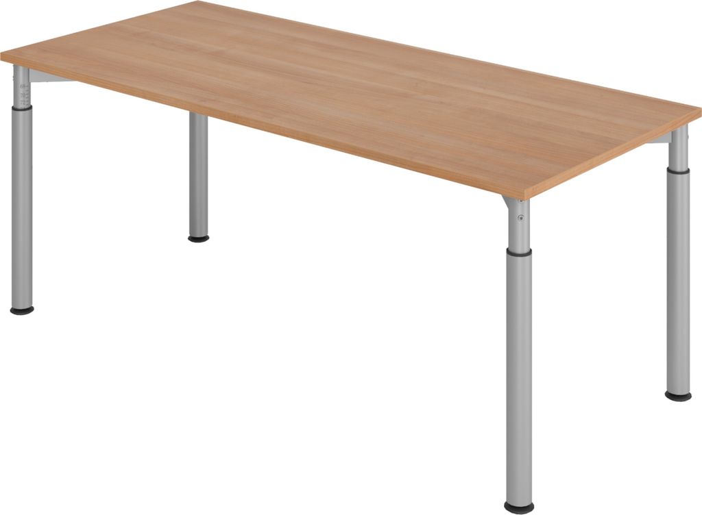 bümö Schreibtisch Serie-Y - Gestell: Silber, Nachbildung: Nussbaum, Größe: 180 x 80 cm
