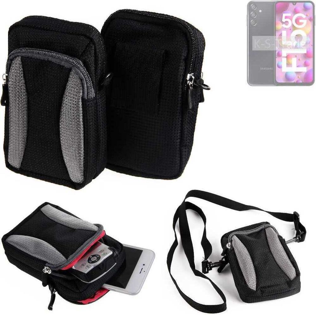 K-S-Trade Holster Schutz Hülle kompatibel mit Samsung Galaxy F15 5G Handy Hülle Gürteltasche Umhängetasche mit Zusatzfach schwarz
