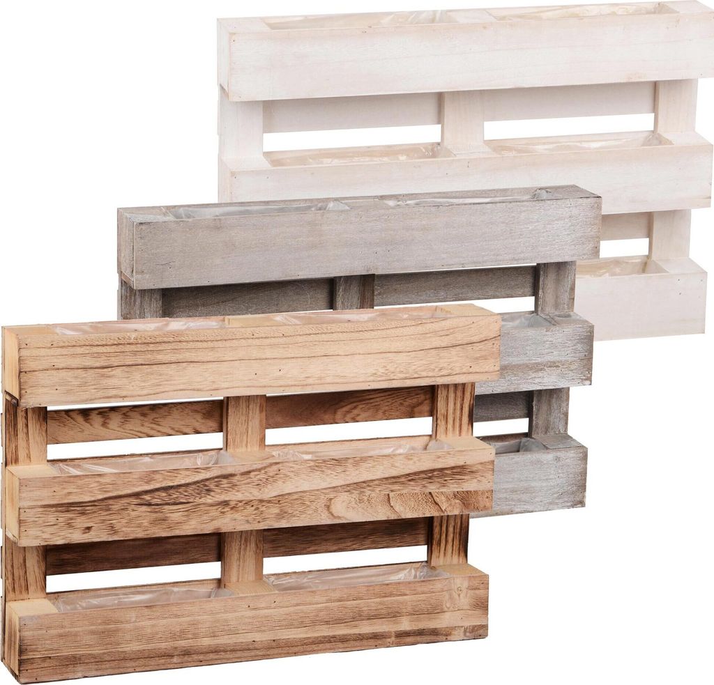 UNUS® Paletten Holz 3 Reihen m Unterteilung 6 Kästen Produktbild 1