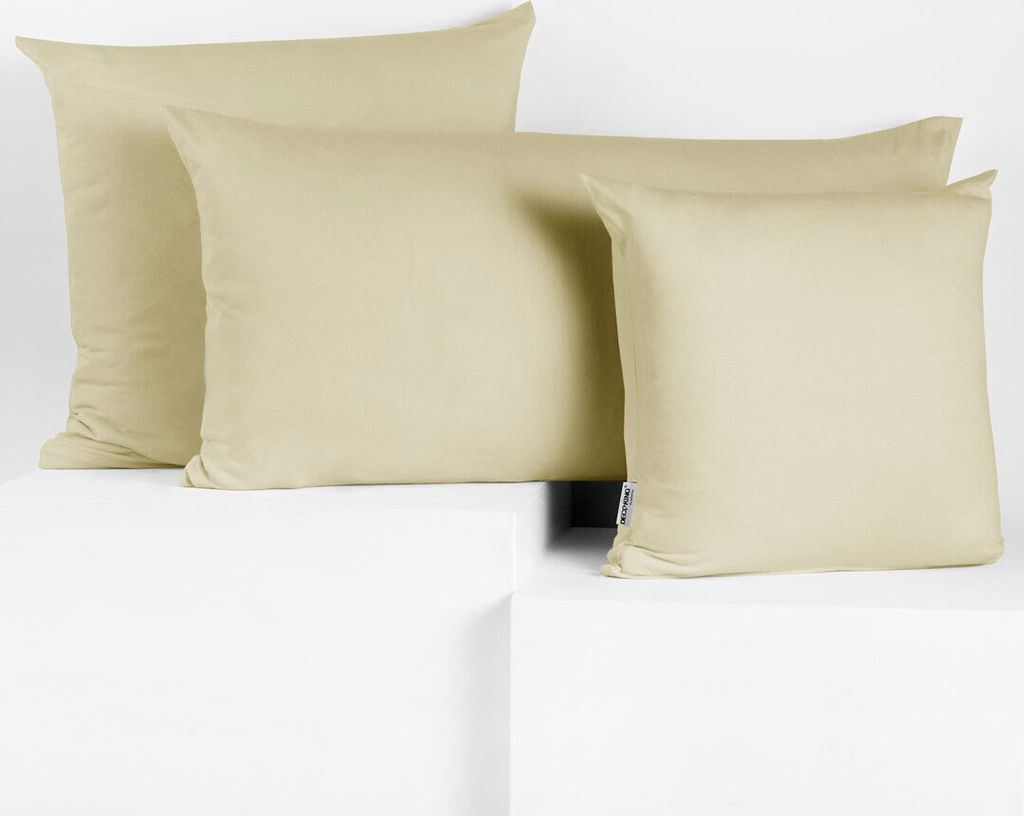 2 Kissenbezüge Jersey Baumwolle Reißverschluss Beige - 50 x 50 cm