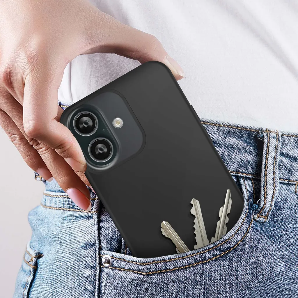 Cover Silicone iPhone 16 Plus Avizar Nero - Sottile e Protettiva - 4
