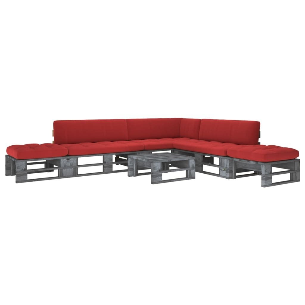 6-tlg. Paletten-Lounge-Set Grau Imprägniertes Kiefernholz