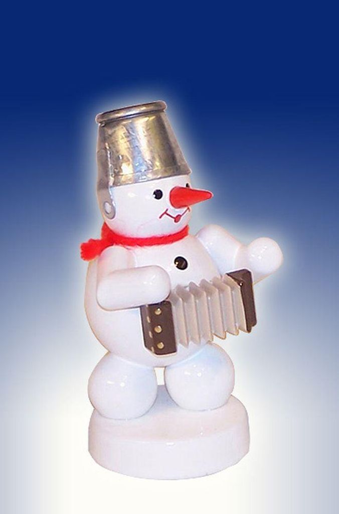 Schneemann-Musikant mit Akkordeon (8cm) von Zenker Volkskunst
