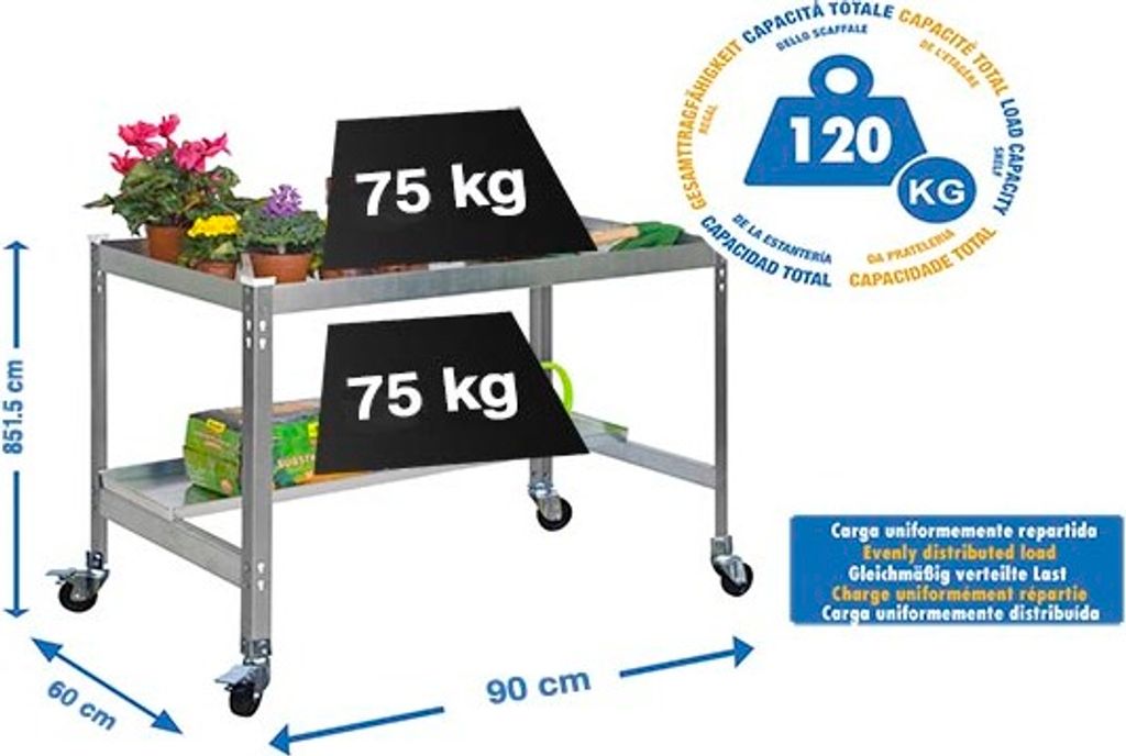 Simonrack Pflanztisch SIMONGARDEN silber 90,0 x 60,0 x 87,5 cm