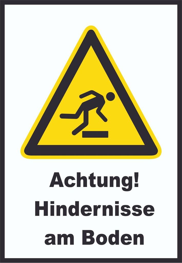 Achtung Hindernisse am Boden A2 Rückseite selbstklebend Schild