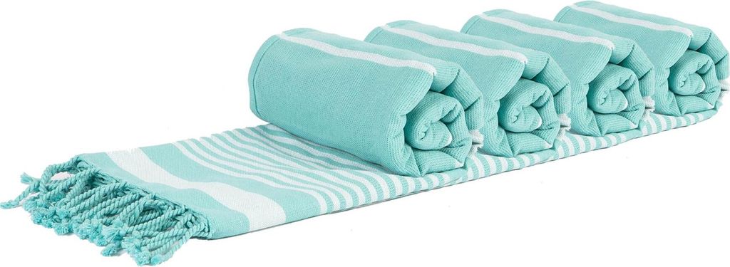Deluxe-Strandtuch aus 100 % Baumwolle, weich, sehr saugfähig, für türkisches Bad, Himmelblau, 4 Stück