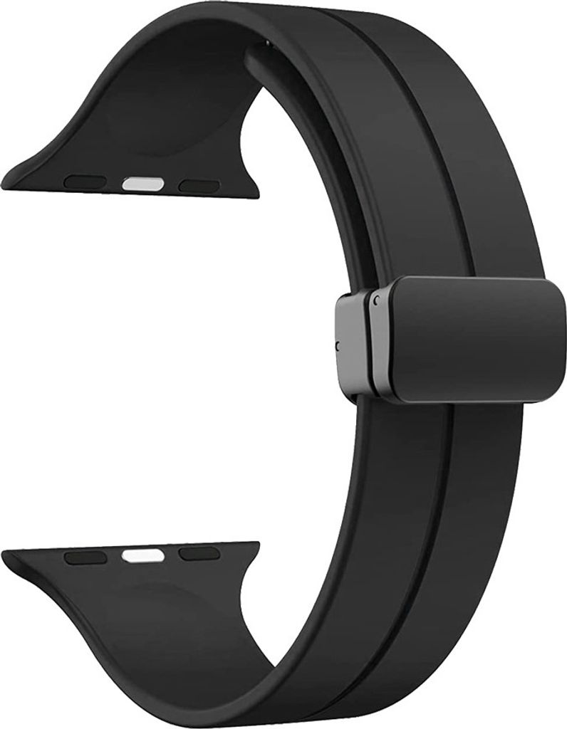 Magnet Armband für Apple Watch Series 8 7 6 5 4 3 Ultra Sport Loop Silikon Band 38/40/41 Schwarz