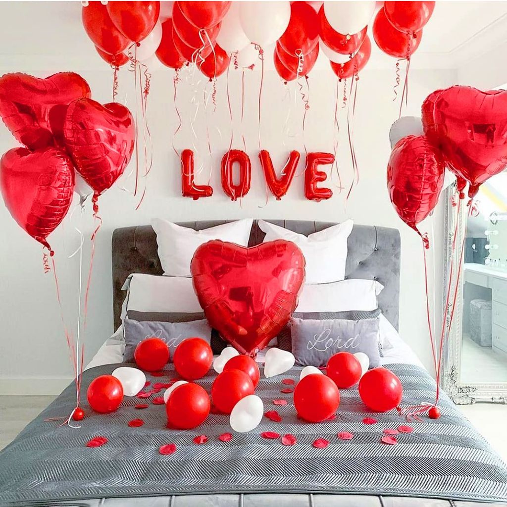 20er Set Herz-Folienballons + 2 Rollen Bänder – 18 Zoll (45 Cm), Rot, Selbstdichtend Für Helium Oder Luft, Für Hochzeit, Geburtstag & Valentinstag