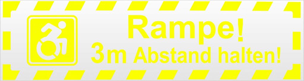 Kiwistar Rampe! Motiv 3m Abstand gestreift Magnetschild Schild magnetisch - 45cm Neongelb - Magnetfolie für Auto PKW Kfz